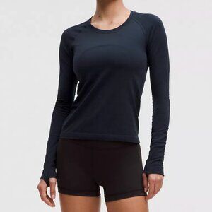 Lululemon Swiftly Tech Long-Sleeve Shirt Waist Length, Size 4, Deep Purple/Navy